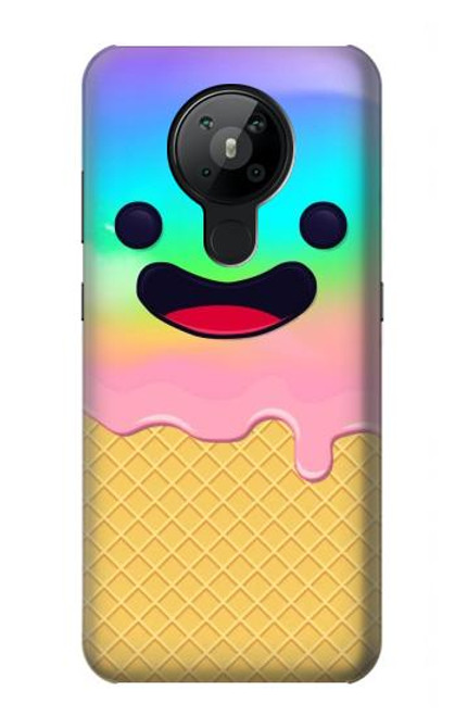 W3939 Ice Cream Cute Smile Funda Carcasa Case y Caso Del Tirón Funda para Nokia 5.3