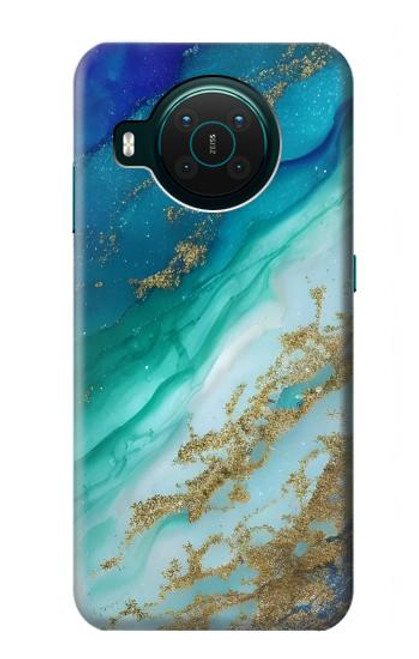 W3920 Abstract Ocean Blue Color Mixed Emerald Funda Carcasa Case y Caso Del Tirón Funda para Nokia X10