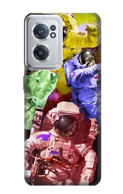 W3914 Colorful Nebula Astronaut Suit Galaxy Funda Carcasa Case y Caso Del Tirón Funda para OnePlus Nord CE 2 5G