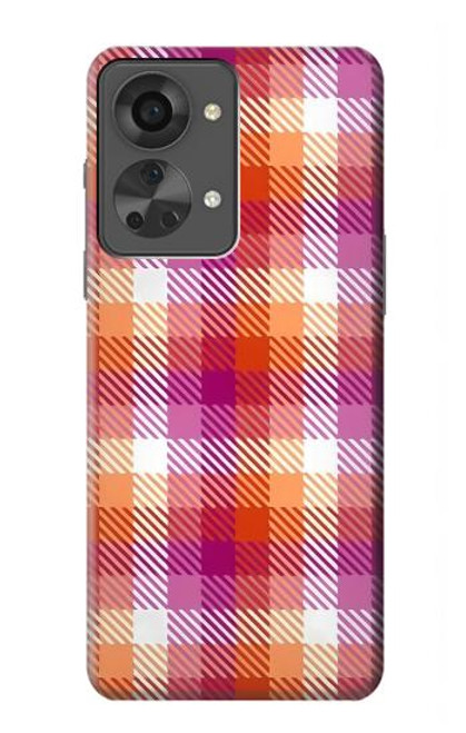 W3941 LGBT Lesbian Pride Flag Plaid Funda Carcasa Case y Caso Del Tirón Funda para OnePlus Nord 2T