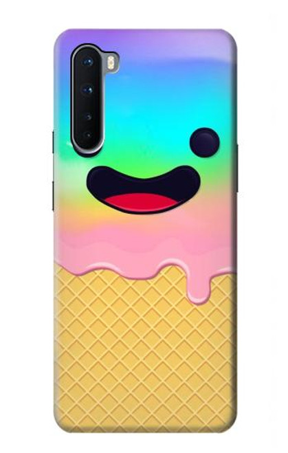 W3939 Ice Cream Cute Smile Funda Carcasa Case y Caso Del Tirón Funda para OnePlus Nord