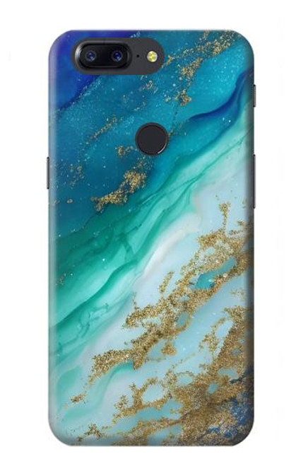 W3920 Abstract Ocean Blue Color Mixed Emerald Funda Carcasa Case y Caso Del Tirón Funda para OnePlus 5T