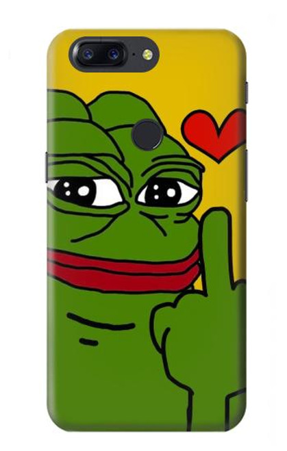 W3945 Pepe Love Middle Finger Funda Carcasa Case y Caso Del Tirón Funda para OnePlus 5T