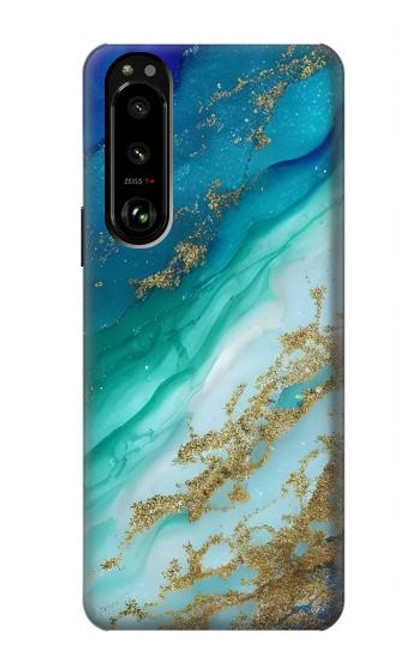 W3920 Abstract Ocean Blue Color Mixed Emerald Funda Carcasa Case y Caso Del Tirón Funda para Sony Xperia 5 III