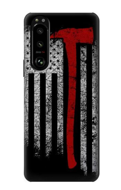 W3958 Firefighter Axe Flag Funda Carcasa Case y Caso Del Tirón Funda para Sony Xperia 5 III