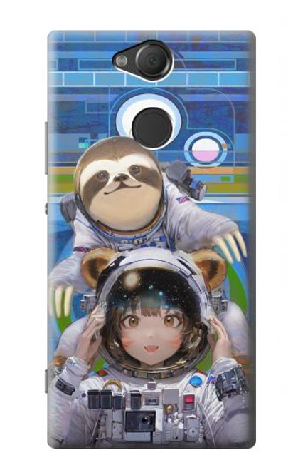 W3915 Raccoon Girl Baby Sloth Astronaut Suit Funda Carcasa Case y Caso Del Tirón Funda para Sony Xperia XA2