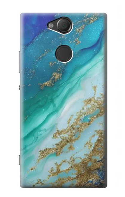 W3920 Abstract Ocean Blue Color Mixed Emerald Funda Carcasa Case y Caso Del Tirón Funda para Sony Xperia XA2