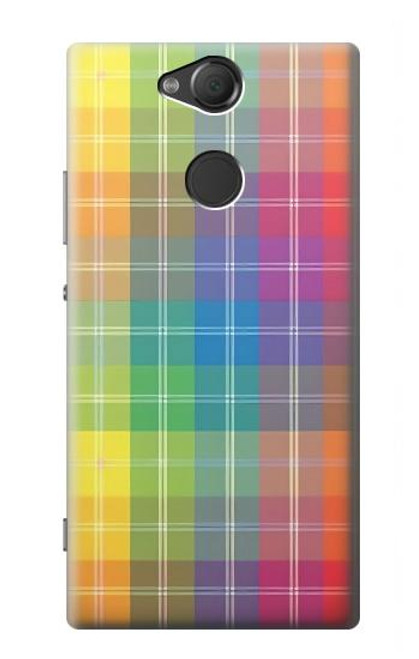 W3942 LGBTQ Rainbow Plaid Tartan Funda Carcasa Case y Caso Del Tirón Funda para Sony Xperia XA2