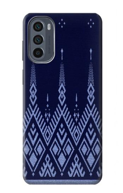 W3950 Textile Thai Blue Pattern Funda Carcasa Case y Caso Del Tirón Funda para Motorola Moto G62 5G