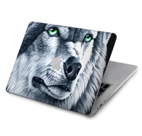 W0123 Grim White Wolf Funda Carcasa Case para MacBook Air 15″ (2023,2024) - A2941, A3114