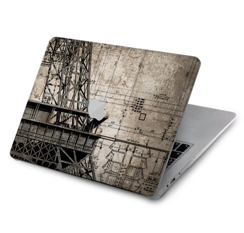 W3416 Eiffel Tower Blueprint Funda Carcasa Case para MacBook Air 15″ (2023,2024) - A2941, A3114