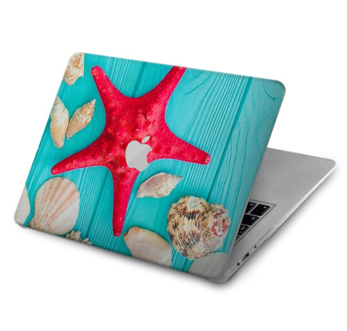 W3428 Aqua Wood Starfish Shell Funda Carcasa Case para MacBook Air 15″ (2023,2024) - A2941, A3114