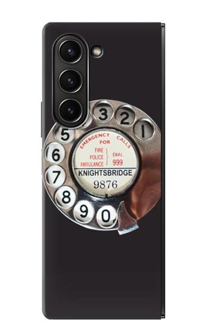 W0059 Retro Rotary Phone Dial On Funda Carcasa Case y Caso Del Tirón Funda para Samsung Galaxy Z Fold 5
