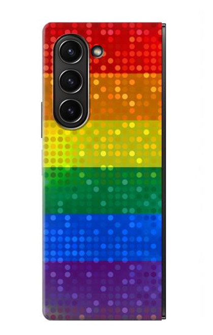 W2683 Rainbow LGBT Pride Flag Funda Carcasa Case y Caso Del Tirón Funda para Samsung Galaxy Z Fold 5