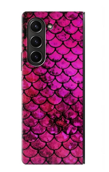 W3051 Pink Mermaid Fish Scale Funda Carcasa Case y Caso Del Tirón Funda para Samsung Galaxy Z Fold 5