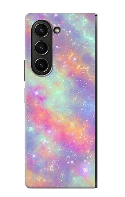 W3706 Pastel Rainbow Galaxy Pink Sky Funda Carcasa Case y Caso Del Tirón Funda para Samsung Galaxy Z Fold 5