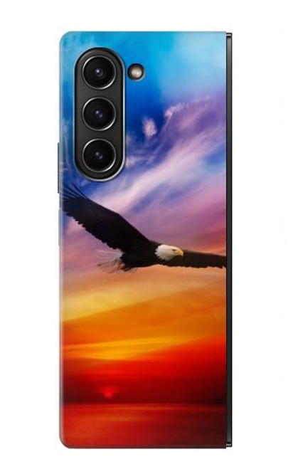 W3841 Bald Eagle Flying Colorful Sky Funda Carcasa Case y Caso Del Tirón Funda para Samsung Galaxy Z Fold 5