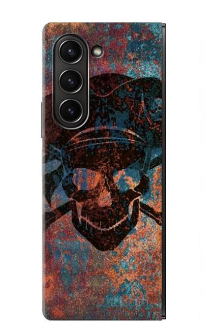 W3895 Pirate Skull Metal Funda Carcasa Case y Caso Del Tirón Funda para Samsung Galaxy Z Fold 5