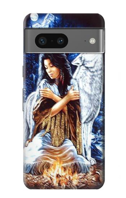 W0147 Grim Wolf Indian Girl Funda Carcasa Case y Caso Del Tirón Funda para Google Pixel 7a