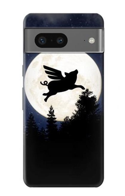 W3289 Flying Pig Full Moon Night Funda Carcasa Case y Caso Del Tirón Funda para Google Pixel 7a