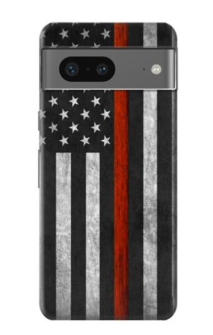 W3472 Firefighter Thin Red Line Flag Funda Carcasa Case y Caso Del Tirón Funda para Google Pixel 7a