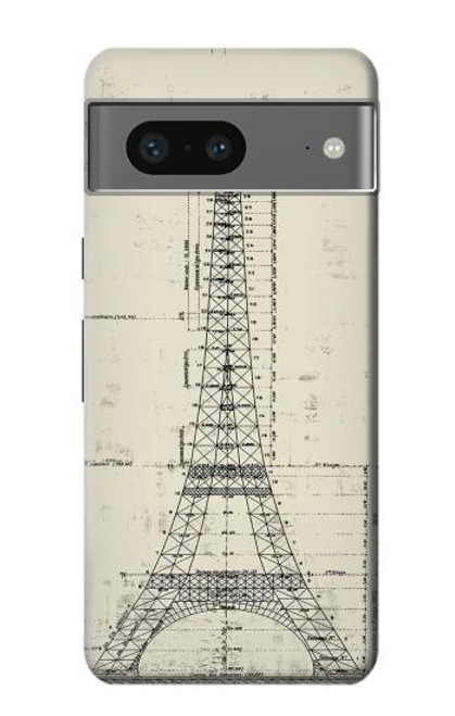 W3474 Eiffel Architectural Drawing Funda Carcasa Case y Caso Del Tirón Funda para Google Pixel 7a