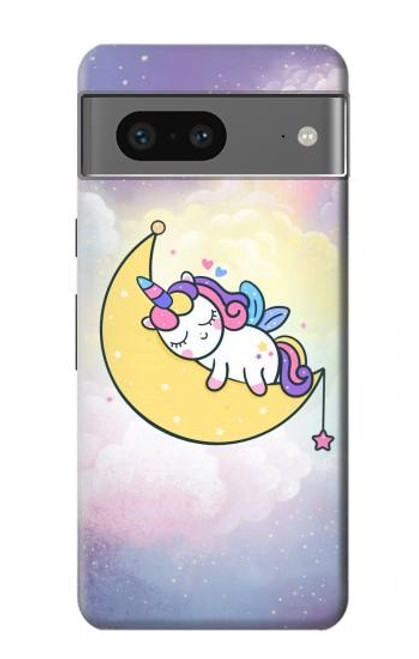 W3485 Cute Unicorn Sleep Funda Carcasa Case y Caso Del Tirón Funda para Google Pixel 7a