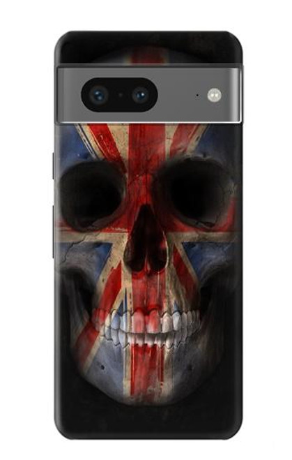 W3848 United Kingdom Flag Skull Funda Carcasa Case y Caso Del Tirón Funda para Google Pixel 7a