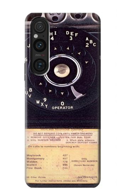 W0086 Payphone Vintage Funda Carcasa Case y Caso Del Tirón Funda para Sony Xperia 1 V