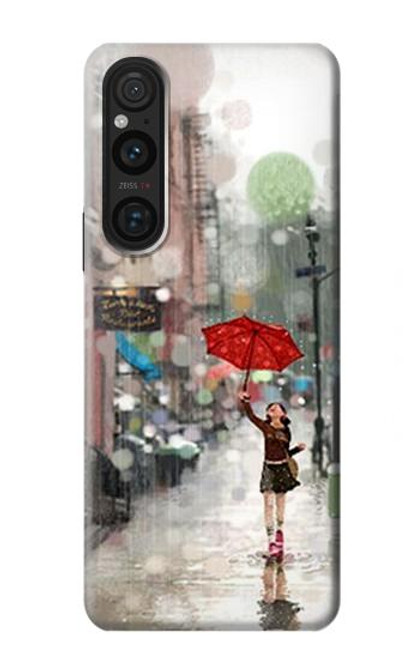 W0108 Girl in The Rain Funda Carcasa Case y Caso Del Tirón Funda para Sony Xperia 1 V