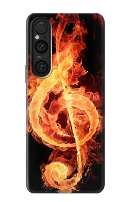 W0493 Music Note Burn Funda Carcasa Case y Caso Del Tirón Funda para Sony Xperia 1 V