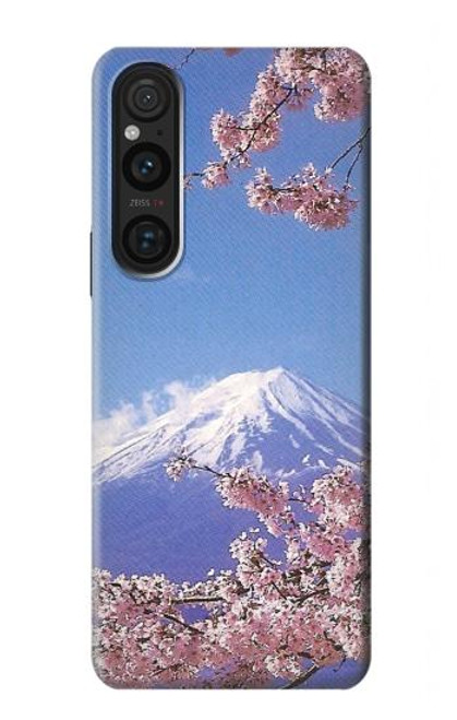W1060 Mount Fuji Sakura Cherry Blossom Funda Carcasa Case y Caso Del Tirón Funda para Sony Xperia 1 V