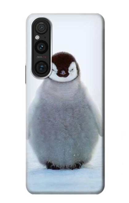 W1075 Penguin Ice Funda Carcasa Case y Caso Del Tirón Funda para Sony Xperia 1 V