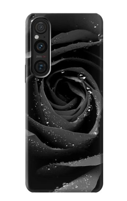 W1598 Black Rose Funda Carcasa Case y Caso Del Tirón Funda para Sony Xperia 1 V