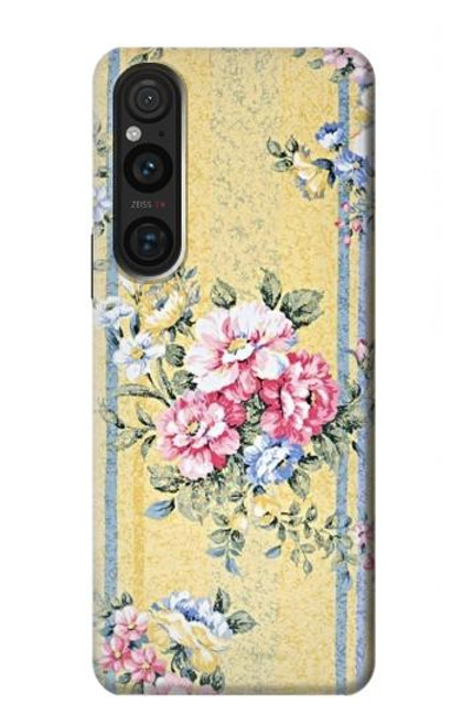 W2229 Vintage Flowers Funda Carcasa Case y Caso Del Tirón Funda para Sony Xperia 1 V