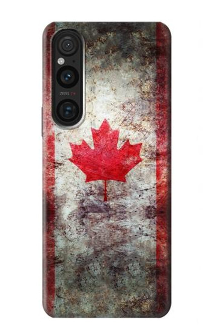 W2490 Canada Maple Leaf Flag Texture Funda Carcasa Case y Caso Del Tirón Funda para Sony Xperia 1 V