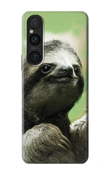 W2708 Smiling Sloth Funda Carcasa Case y Caso Del Tirón Funda para Sony Xperia 1 V
