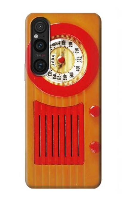 W2780 Vintage Orange Bakelite Radio Funda Carcasa Case y Caso Del Tirón Funda para Sony Xperia 1 V