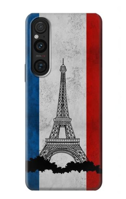 W2859 Vintage France Flag Eiffel Tower Funda Carcasa Case y Caso Del Tirón Funda para Sony Xperia 1 V
