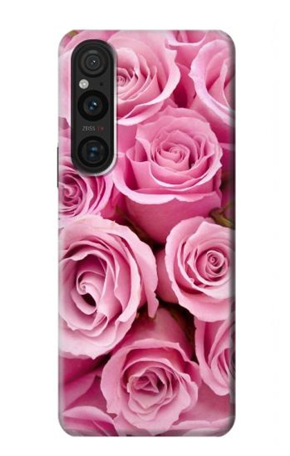 W2943 Pink Rose Funda Carcasa Case y Caso Del Tirón Funda para Sony Xperia 1 V