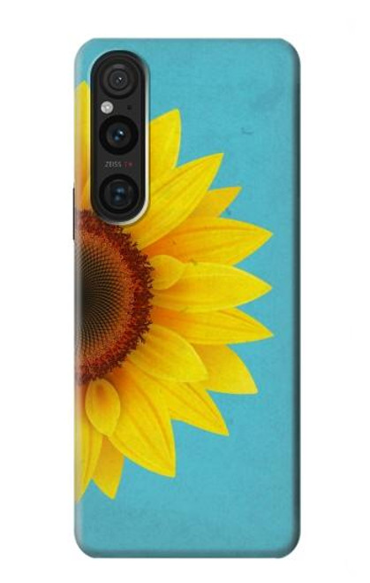 W3039 Vintage Sunflower Blue Funda Carcasa Case y Caso Del Tirón Funda para Sony Xperia 1 V