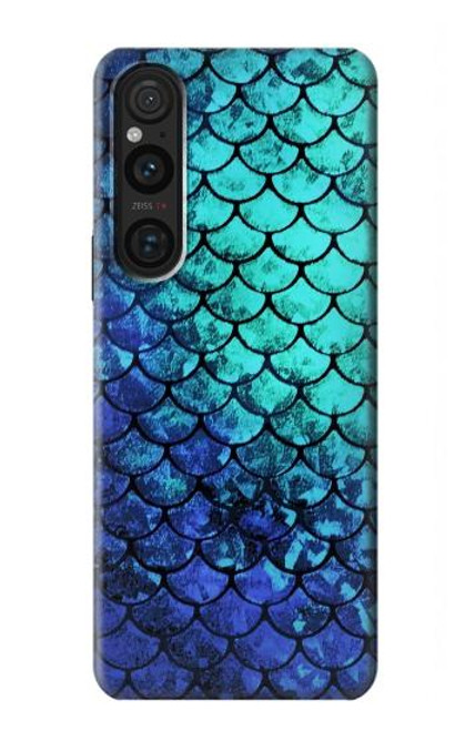 W3047 Green Mermaid Fish Scale Funda Carcasa Case y Caso Del Tirón Funda para Sony Xperia 1 V