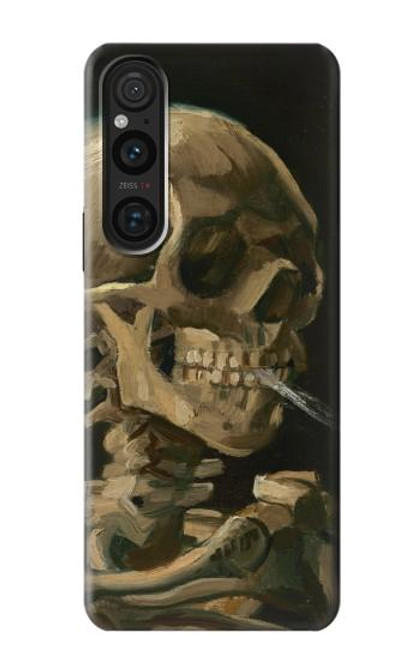 W3358 Vincent Van Gogh Skeleton Cigarette Funda Carcasa Case y Caso Del Tirón Funda para Sony Xperia 1 V