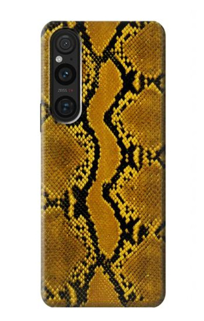 W3365 Yellow Python Skin Graphic Print Funda Carcasa Case y Caso Del Tirón Funda para Sony Xperia 1 V