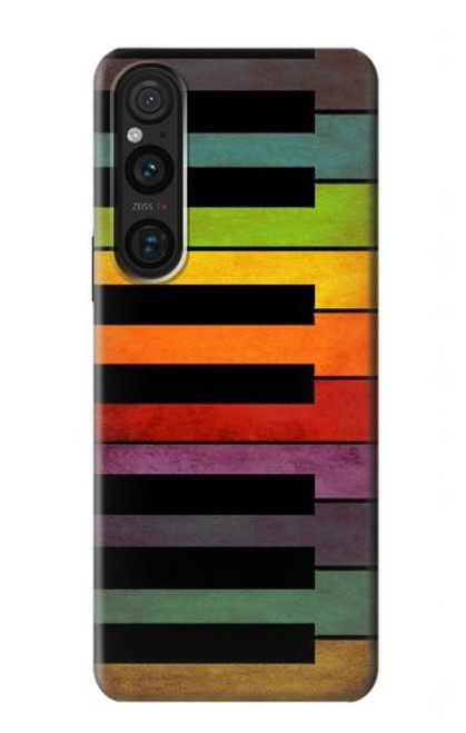 W3451 Colorful Piano Funda Carcasa Case y Caso Del Tirón Funda para Sony Xperia 1 V