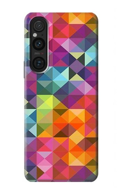 W3477 Abstract Diamond Pattern Funda Carcasa Case y Caso Del Tirón Funda para Sony Xperia 1 V