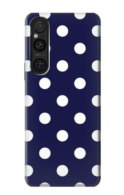 W3533 Blue Polka Dot Funda Carcasa Case y Caso Del Tirón Funda para Sony Xperia 1 V
