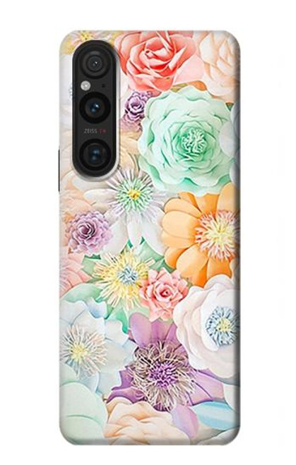 W3705 Pastel Floral Flower Funda Carcasa Case y Caso Del Tirón Funda para Sony Xperia 1 V