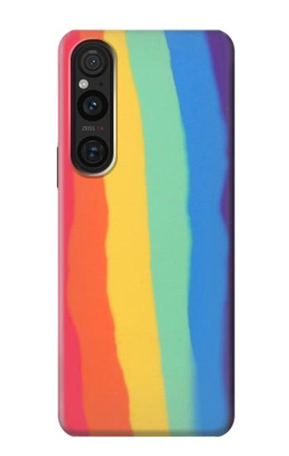 W3799 Cute Vertical Watercolor Rainbow Funda Carcasa Case y Caso Del Tirón Funda para Sony Xperia 1 V