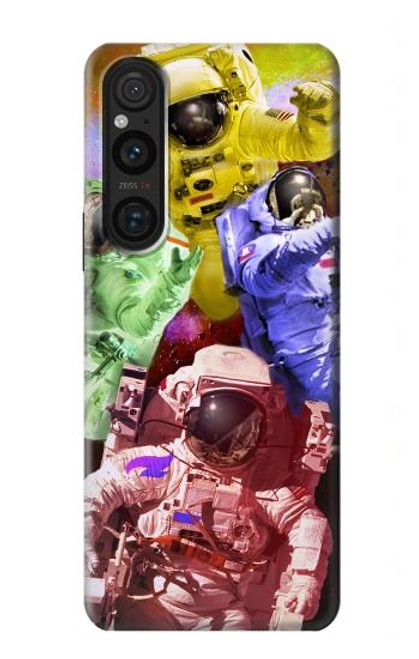 W3914 Colorful Nebula Astronaut Suit Galaxy Funda Carcasa Case y Caso Del Tirón Funda para Sony Xperia 1 V